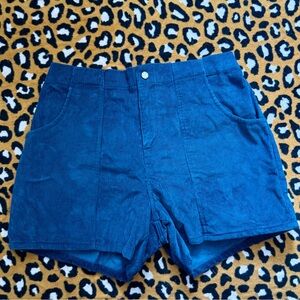 Teddy Fresh High Waist Blue Corduroy Shorts